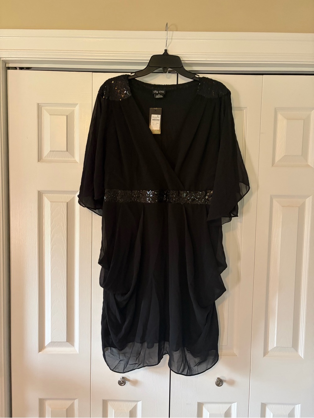 City Chic Black Wrap Dress with V-Neck